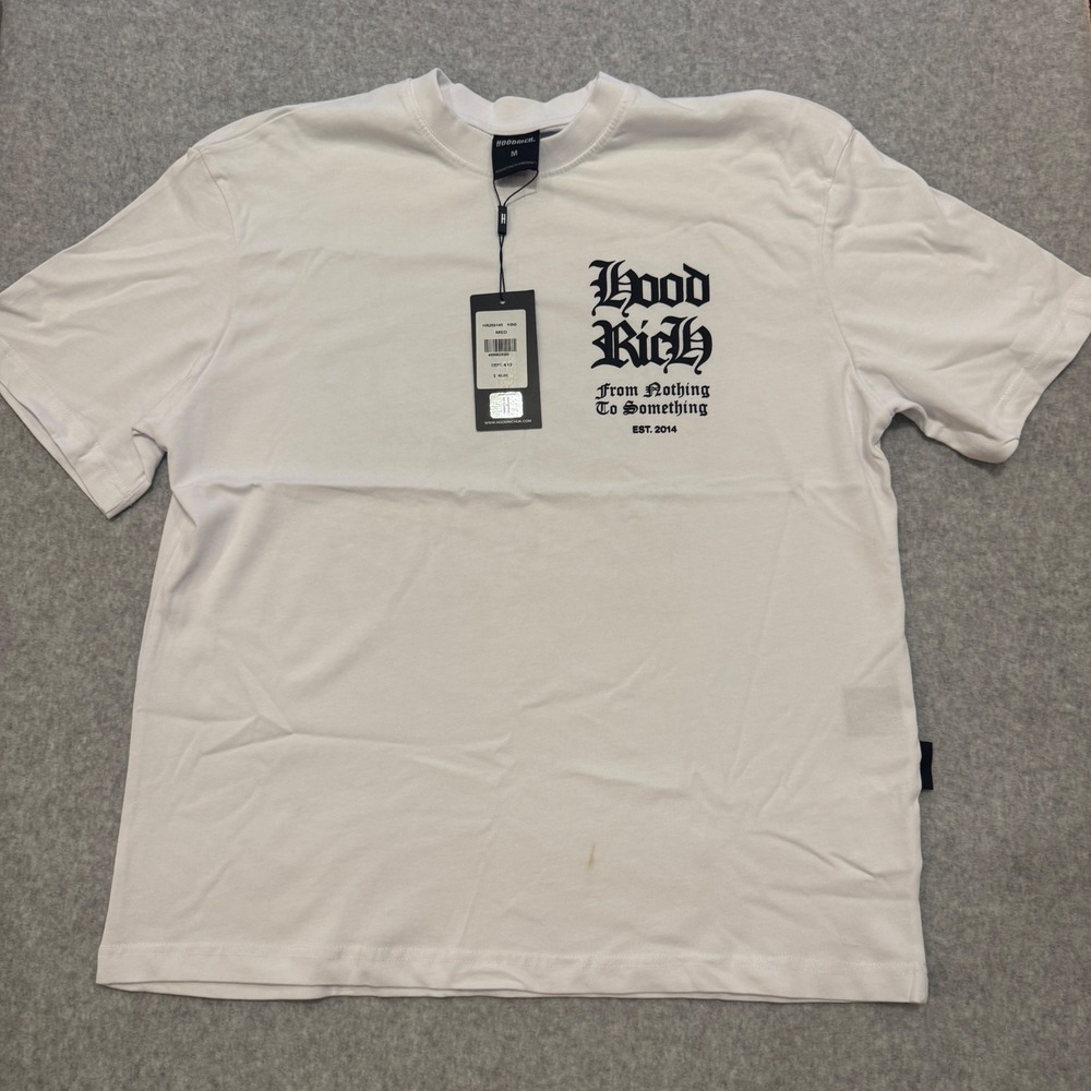 Hoodrich Mens White Graphic T-Shirt From Nothing To Something Size Medium NWT